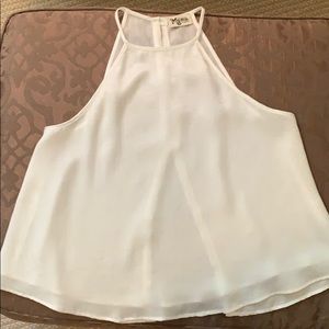 Mumu White flowy satin tank with button back XS